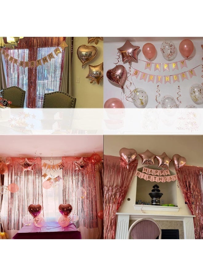 ديكورات حفلات أعياد الميلاد باللون الذهبي الوردي، لافتة عيد ميلاد سعيد، ستارة هامشية باللون الذهبي الوردي، قلب نجمة من رقائق معدنية، بالونات قصاصات ورقية معلقة، زينة كعكة لأعياد ميلاد النساء والفتيات، حفلة أميرة، 58 قطعة - Image 5